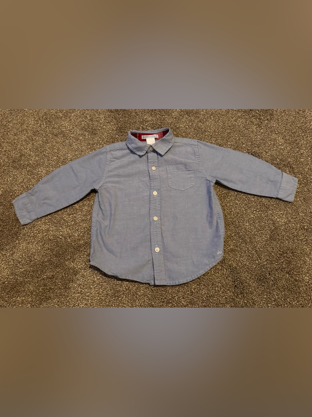 Janie and Jack Boys Long Sleeve Button Down Shirt Denim elbow patch 18-24 months